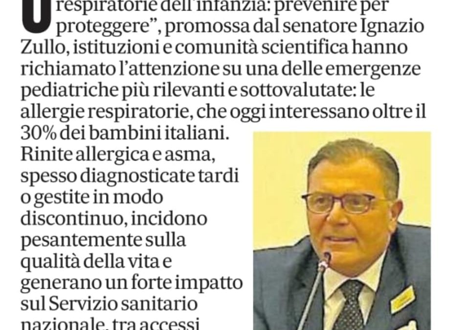 Criticità pediatriche focus sulle allergie: il Dottor.Capasso in Senato